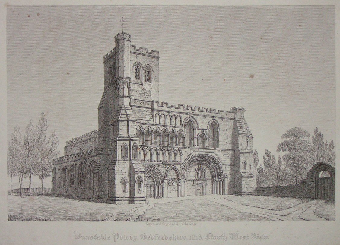 Print - Dunstable Priory, North West View, Bedfordshire. - Coney